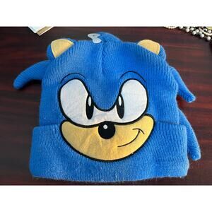 Sonic the Hedgehog Beanie With Spikes One Size Fits Most Blue Winter Hat